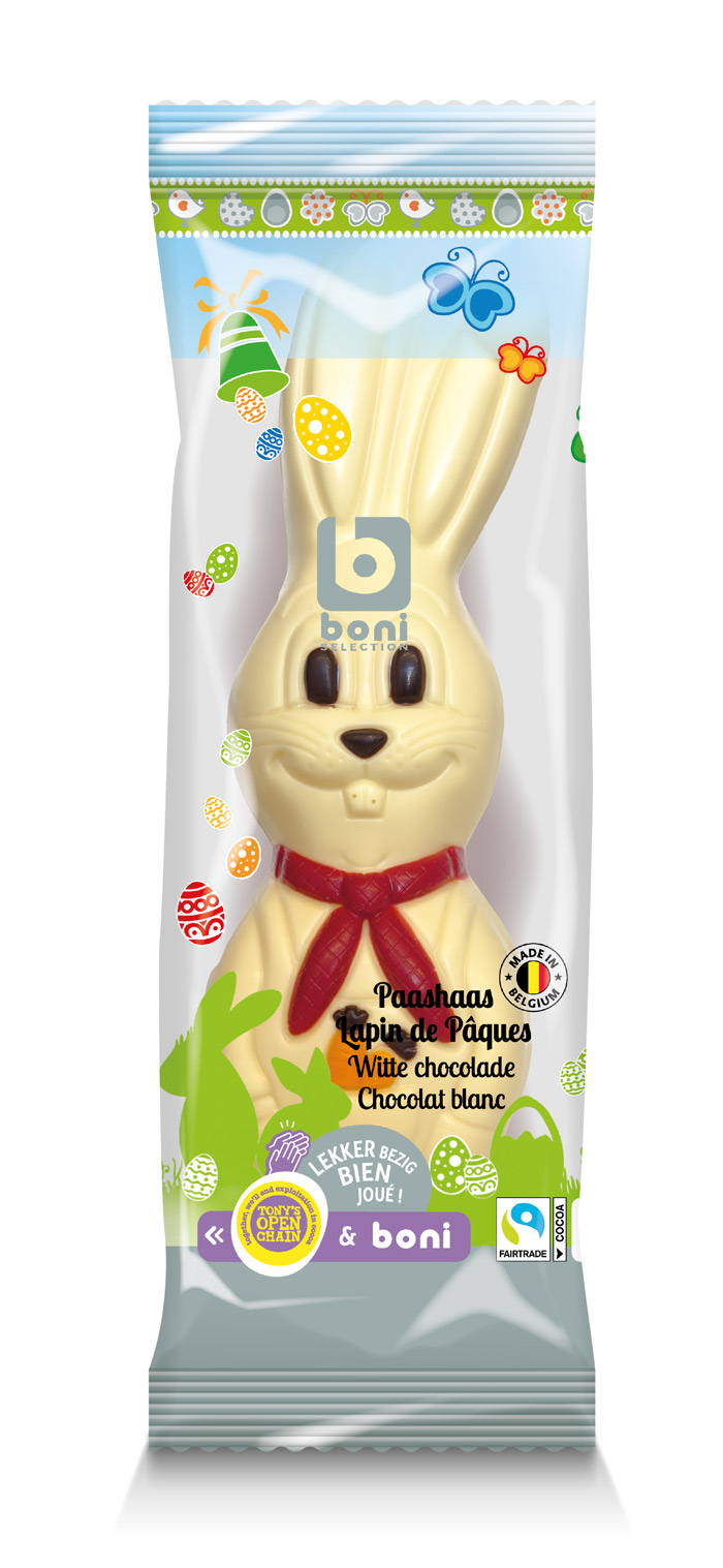 Paashaas witte chocolade gedecoreerd FT 180g