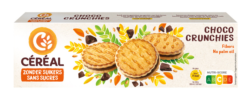 Biscuits choco crunchies sans sucre 12p 185g