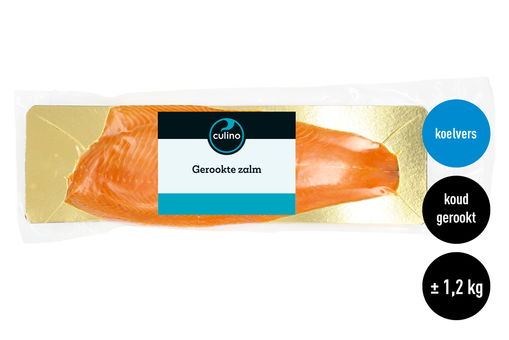 Gerookte zalm machinaal voorgesneden ±1,2kg