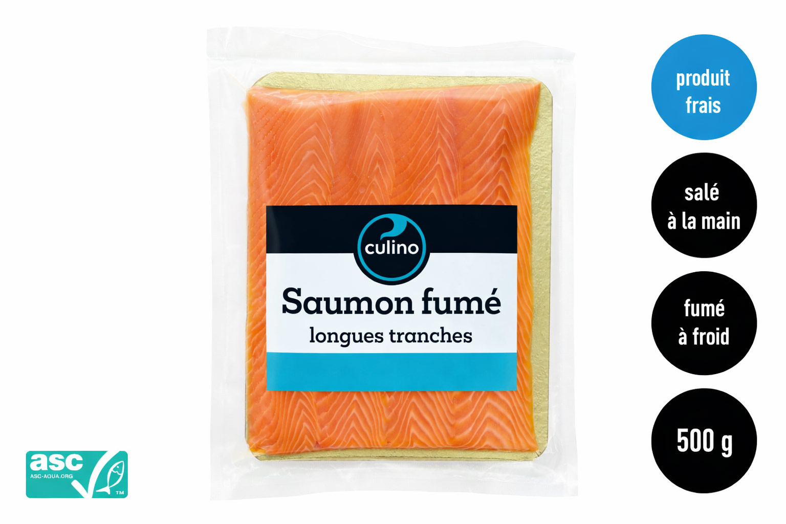Saumon fumé tranché long 500g