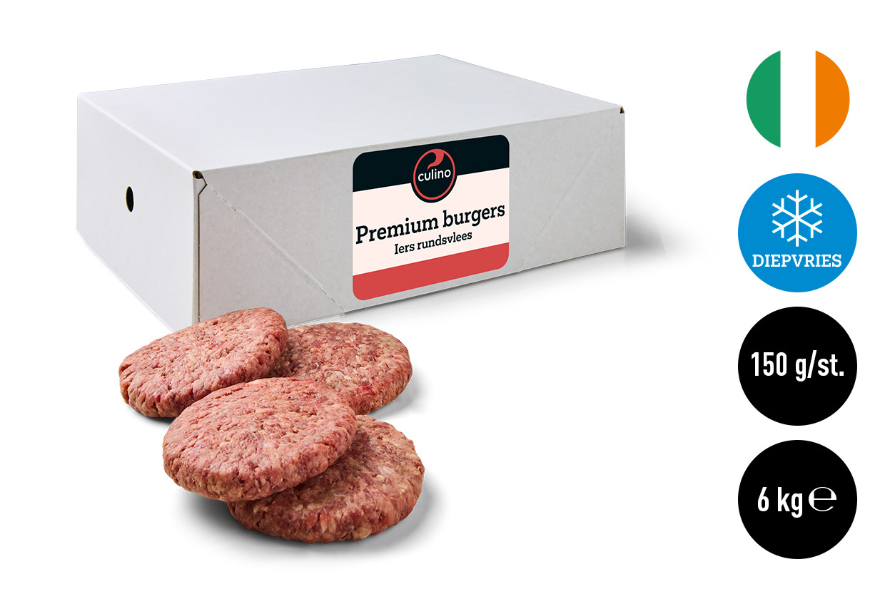 Premium burger Iers rundsvlees 150g 40st 6kg