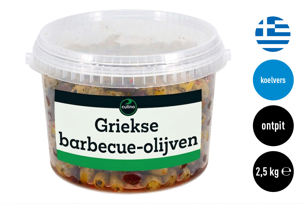 Griekse barbecue olijven zonder pit 2,5kg