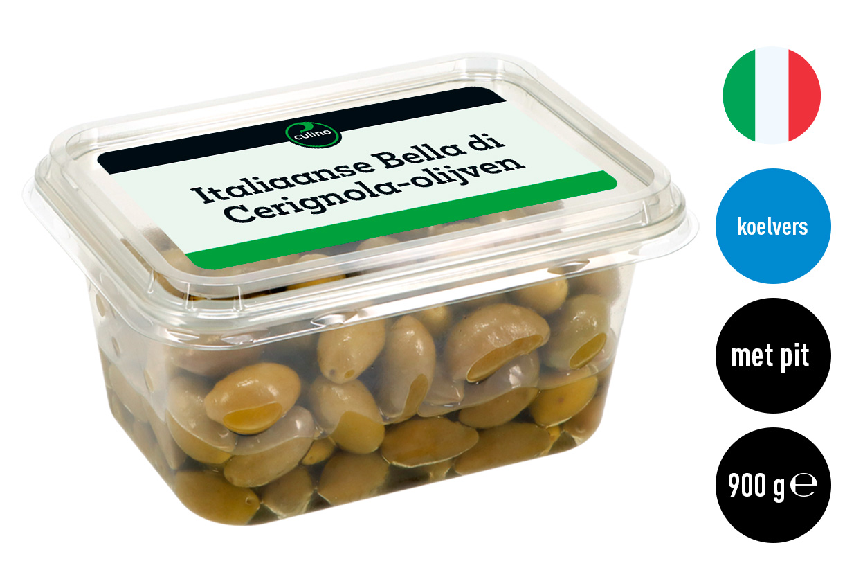 Italiaanse Bella di Cerignola olijven met pit 900g