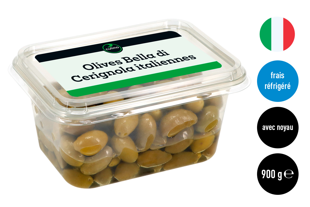 Olives Bella Cerignola italiennes avec noyau 900g