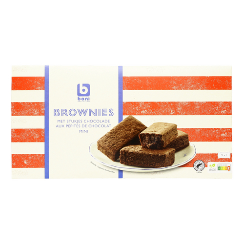 Cake brownies met stukjes chocolade ind.30gx9