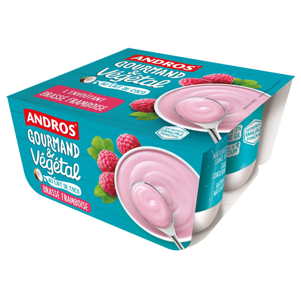Yaourt végétal base coco framboise 100gx4