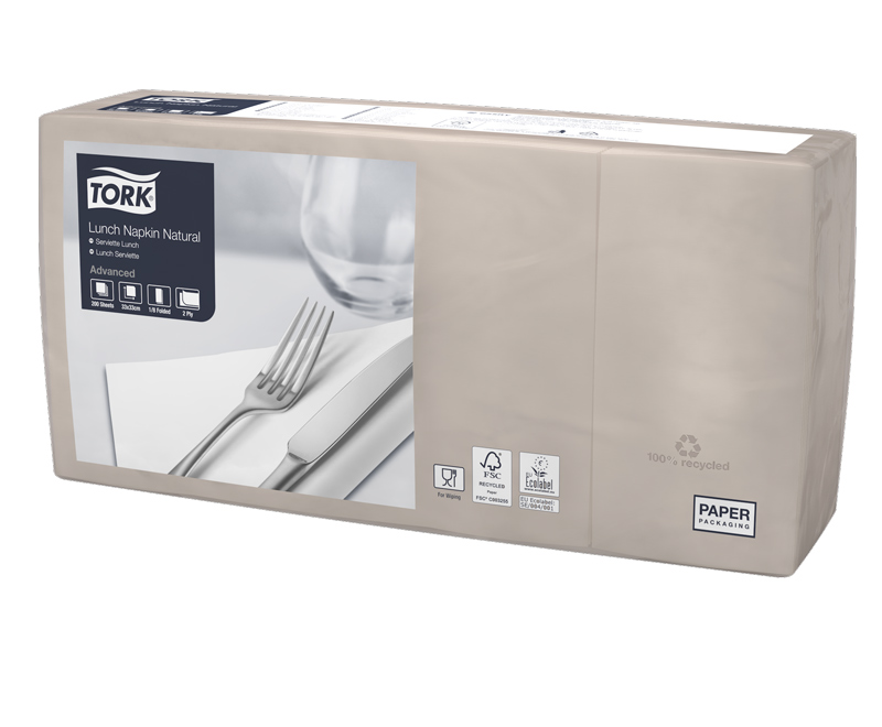 Servet lunch naturel 33/33 2laags 8vouw 200st