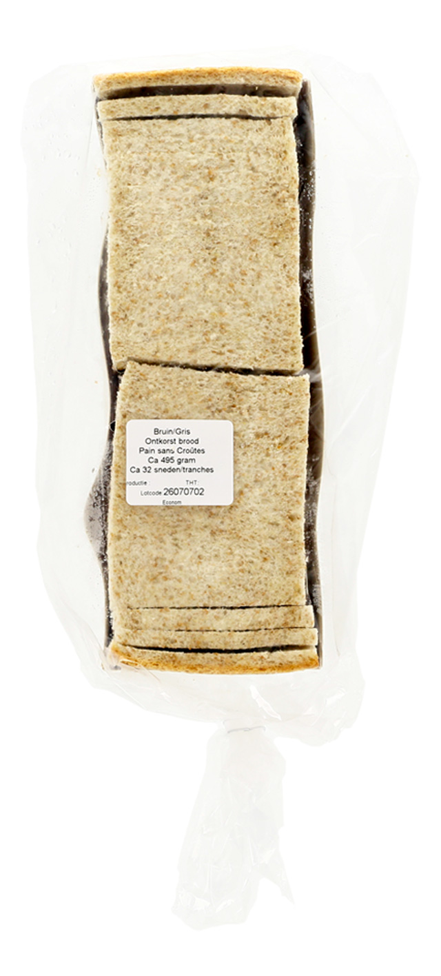 Bruin brood zonder korst gesneden 495gx14