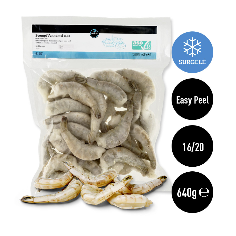 Scampi Vannamei crues/easy peel/dévein.16/20 750G