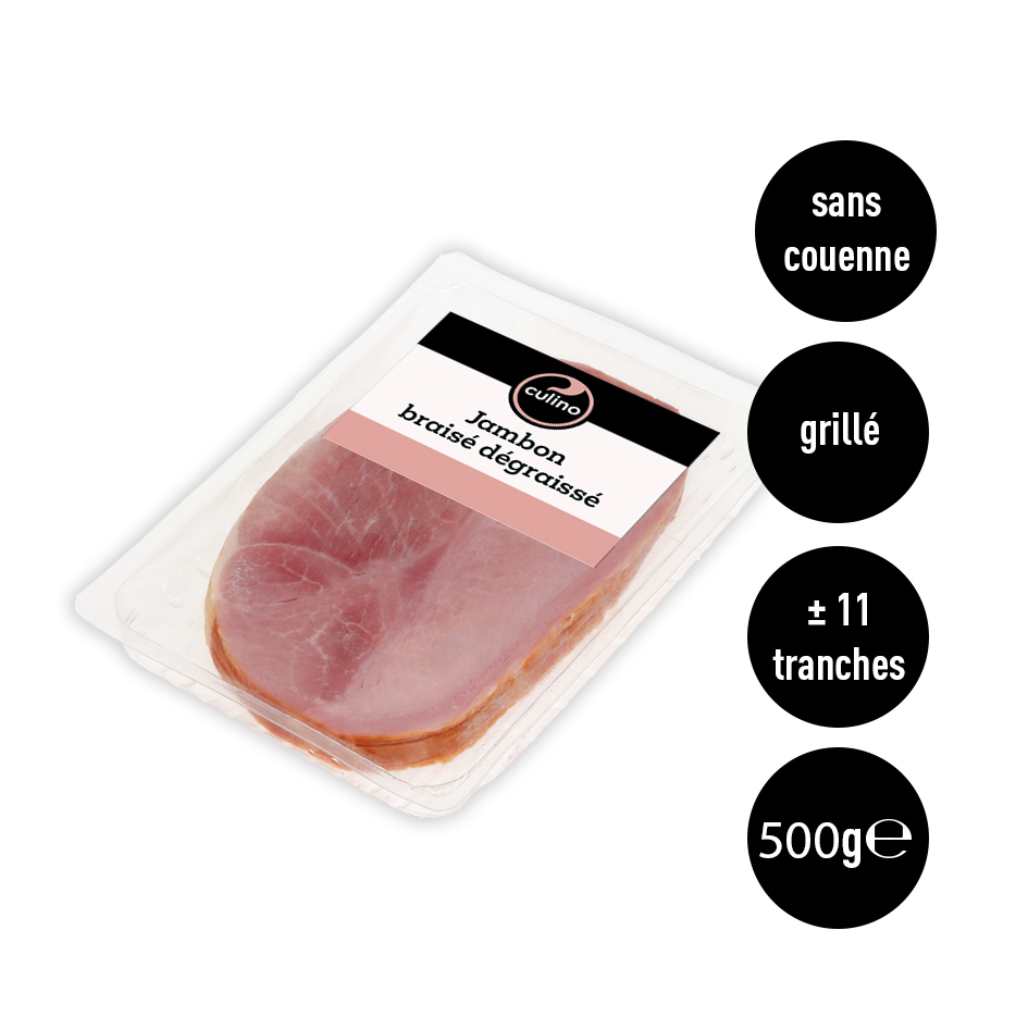 Jambon braisé dégraissé ±11 tranches 500g