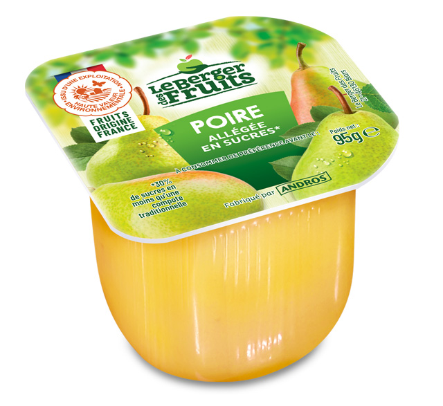 Compote poires allégée en sucres 95gx72