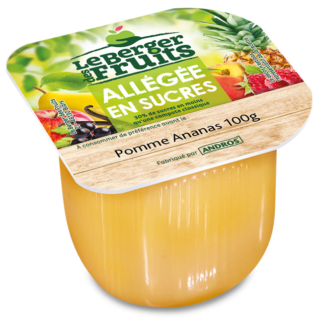 Compote pomme-ananas allégée en sucres 100gx72