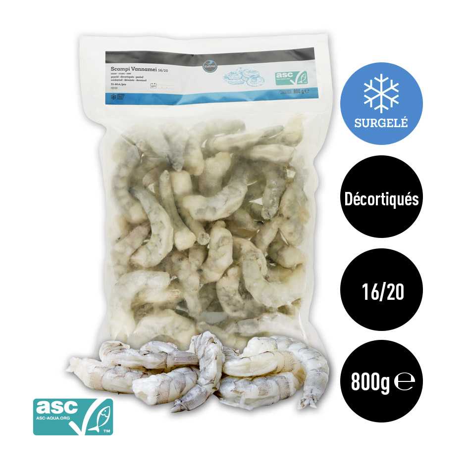 Scampi Vannamei crues/décortiq./déveinés 16/20 1kg