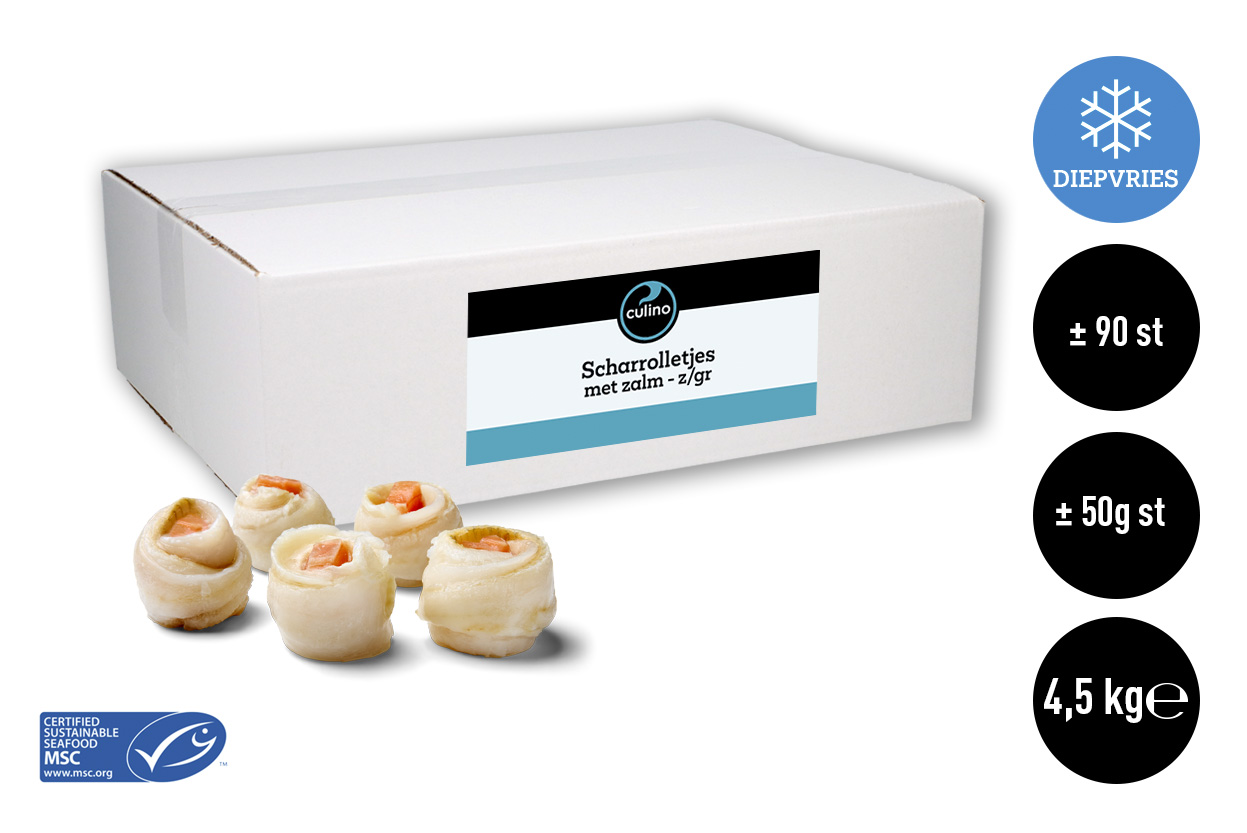 Scharrolletjes met zalm z/gr MSC ±50g min.90st 5kg