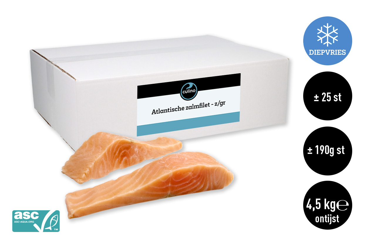 Atlantische zalmfilet z/gr ASC ±190g ±25st 5kg